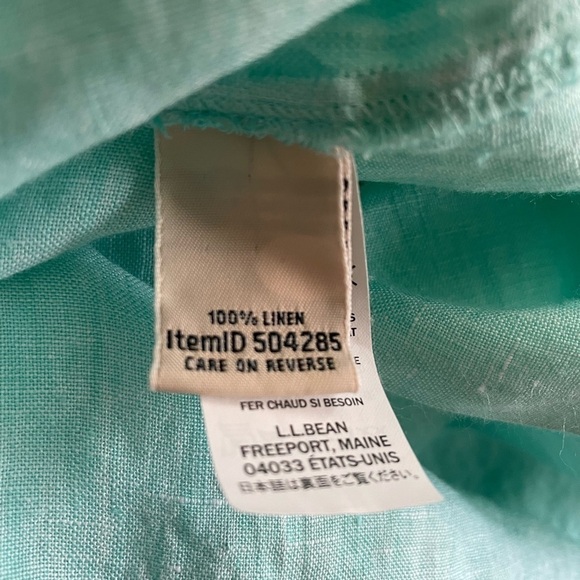 L.L. bean 100% Linen V-Neck Hi-Lo Tunic Top Light Turquoise Teal Blue - Picture 6 of 11